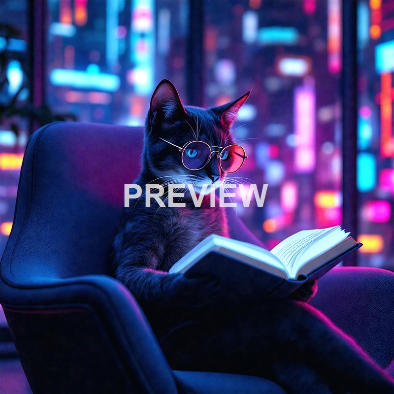 20620 - a-cat-sitting-on-a-chair-wearing-glasses-and-reading-_00002__result